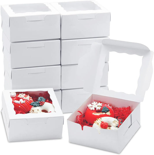 100 Pack 5x5x2.5 Inch Bakery Boxes Cookie Boxes with window Treat Box Chocolate Covered Strawberries Box for Macaroon Dessert Cupcake Pastry Muffins