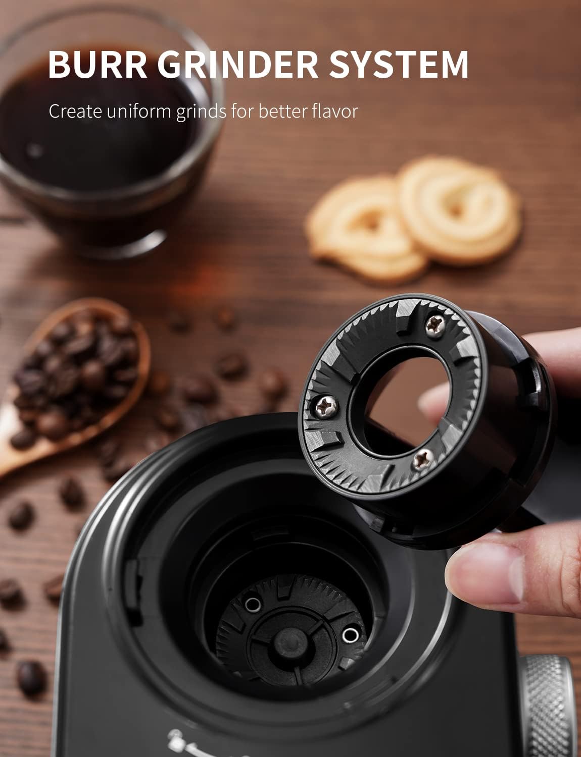 SHARDOR Burr Coffee Bean Grinder Electric, Adjustable Burr Mill with 16 Precise Grind Setting for 2-14 Cup, Silver