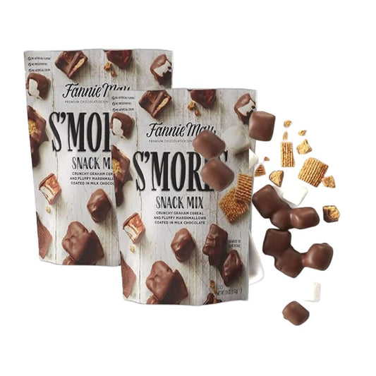 Fanie Mays~mores Snack Mix, Milk Chocolate Covered Mini Marshmallows and Graham Cereal, 14oz Bag (14 Oz(2 Pack), MIlk CHocolate)