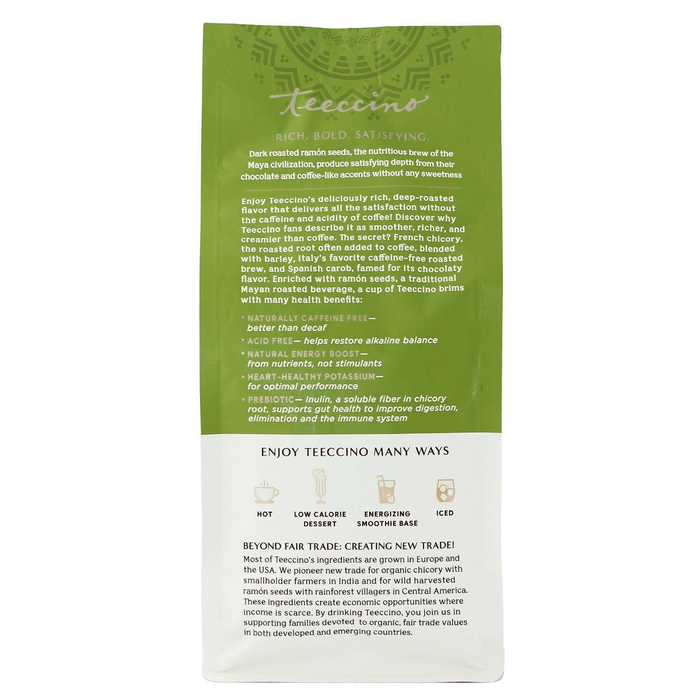 Teeccino Chicory Coffee Alternative, 11 Ounce - Original Herbal Coffee, Ground Herbal Coffee That’s Prebiotic, Caffeine-Free & Acid Free, Dark Roast