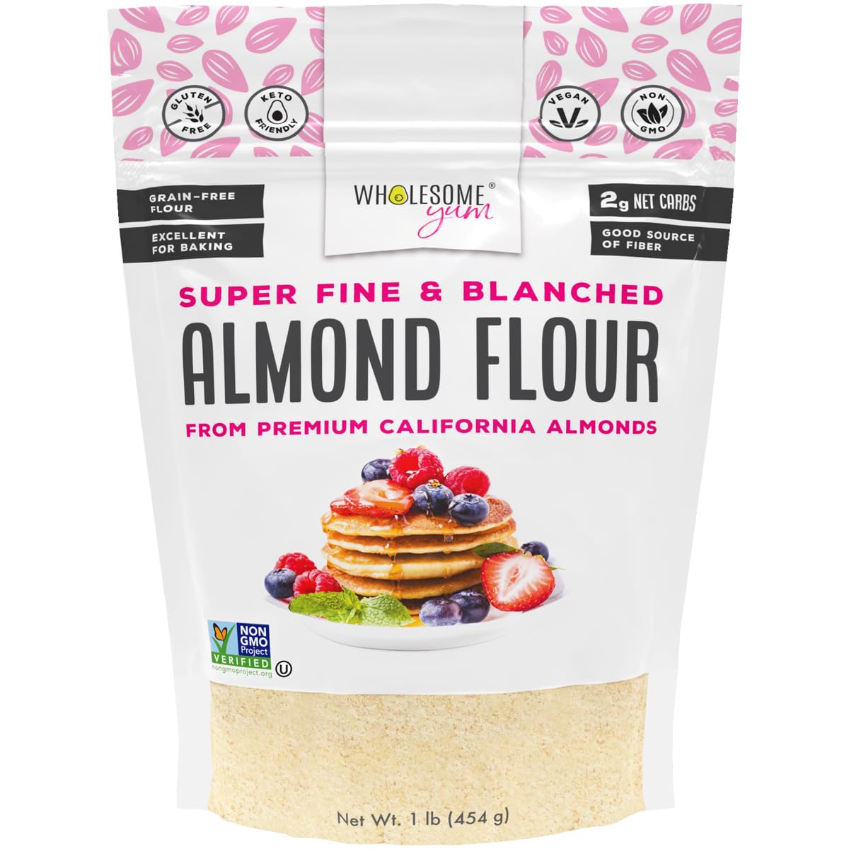 Wholesome Yum Premium Fine Blanched Almond Flour For Baking & More (16 oz / 1 lb) - Low Carb, Gluten Free, Non GMO, Keto Friendly Flour Substitute With Ground Almonds