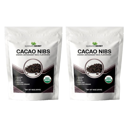 Mayans Secret 1lbs USDA Certified Cacao Nibs Organic Cocoa Nibs Raw Organic Superfood, Gluten Free Pure Delicious Chocolate Essence (1 Pound (Pack of 2))