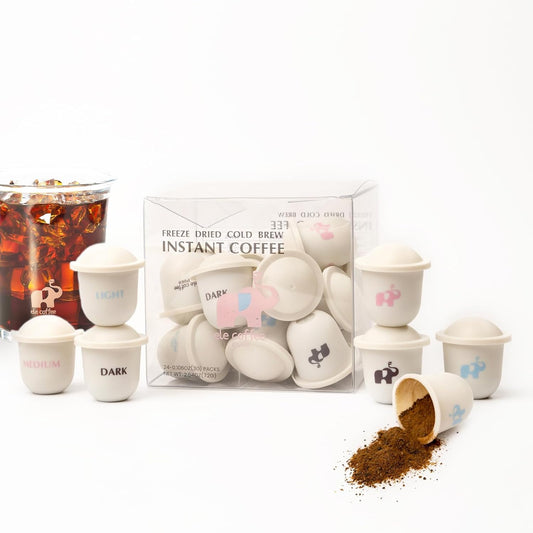 ELE BREWS Instant Cold Brew Coffee, 24 Servings Freeze-Dried Coffee Pods, 100% Arabica, Light, Medium & Dark Roast, Bold Smooth Flavor, Easy to Brew Hot or Iced, Travel Friendly (MIX)