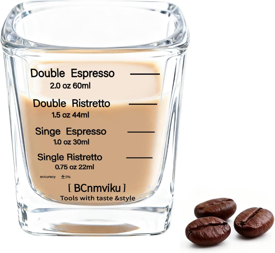 60ml Espresso Shot Glass,Heavy Sturdy Shot Glass Measuring Cup for Coffee,Milk,Cocktails,Tequila(Square-1pack)