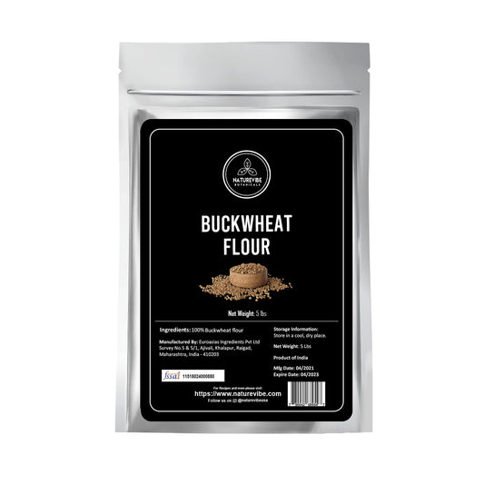 Naturevibe Botanicals Buckwheat Flour 5 lb | 100% Whole Grain, Gluten-Free & Non-GMO | Finely Grounded | High Fibre | Ideal for Pancakes, Rotis, Baking, Crepes & Healthy Cooking 80 Ounces
