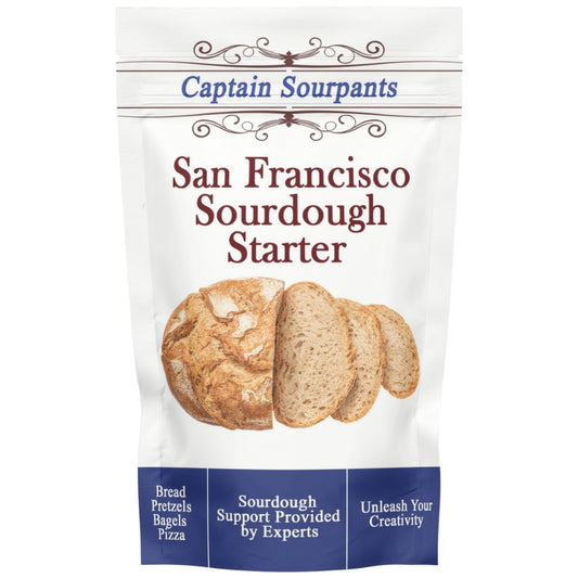 San Francisco Sourdough Starter Culture- 100+ Year Old Dehydrated Heirloom Style Sourdough Starter Kit for Sourdough Bread, Pizza, Buns, Pancakes, Muffins | Easy to follow instructions. By Captain Sourpants