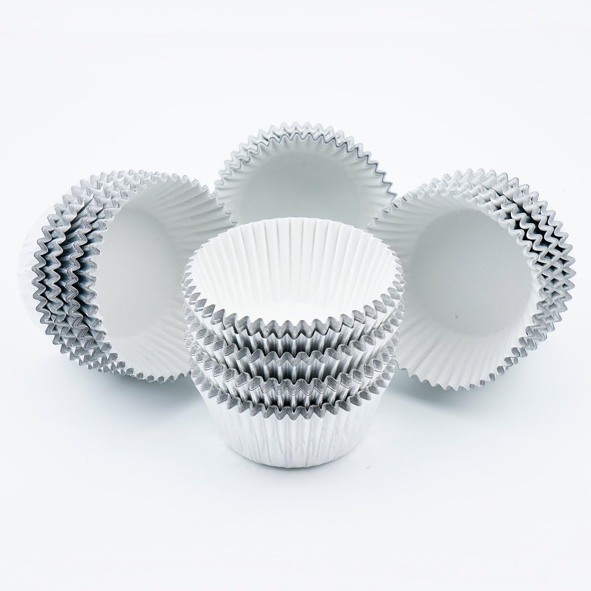 Gifbera Mini Foil Baking Cups Silver, 300-Count Bright Foil Paper Silver Cupcake Liners Mini Size