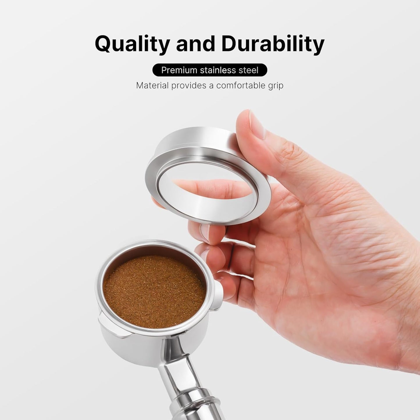 51mm Espresso Dosing Funnel and Puck Screen Kit, 304 Stainless Steel Portafilter Funnel with Espresso Puck Screen Set, Espresso Machine Accessories Compatible with 51mm Portafilter