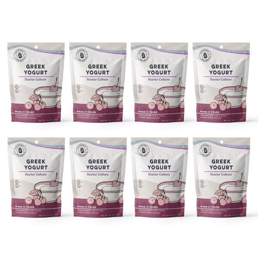 Cultures for Health Greek Yogurt Starter Culture | 16 Packets Dehydrated Heirloom Style DIY Probiotic Yogurt | Delicious for Smoothies, Granola and Berries, Tzatziki, Soup, & Other Healthy Snacks (8 Pack)