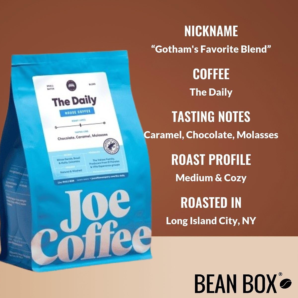 The Daily - Roasted by Joe Coffee Company - Whole Bean Coffee - 6 Ounce Bag