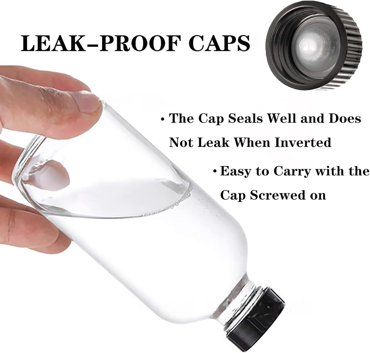 6Pack 2oz Glass Shot Bottles with Caps and Funnels, Boston Round Glass Bottles, Leakage-Proof Ginger Shots Bottles, Wellness Shot Glass Bottles, Suitable for DIY Essential Oils, Juice, Whiskey