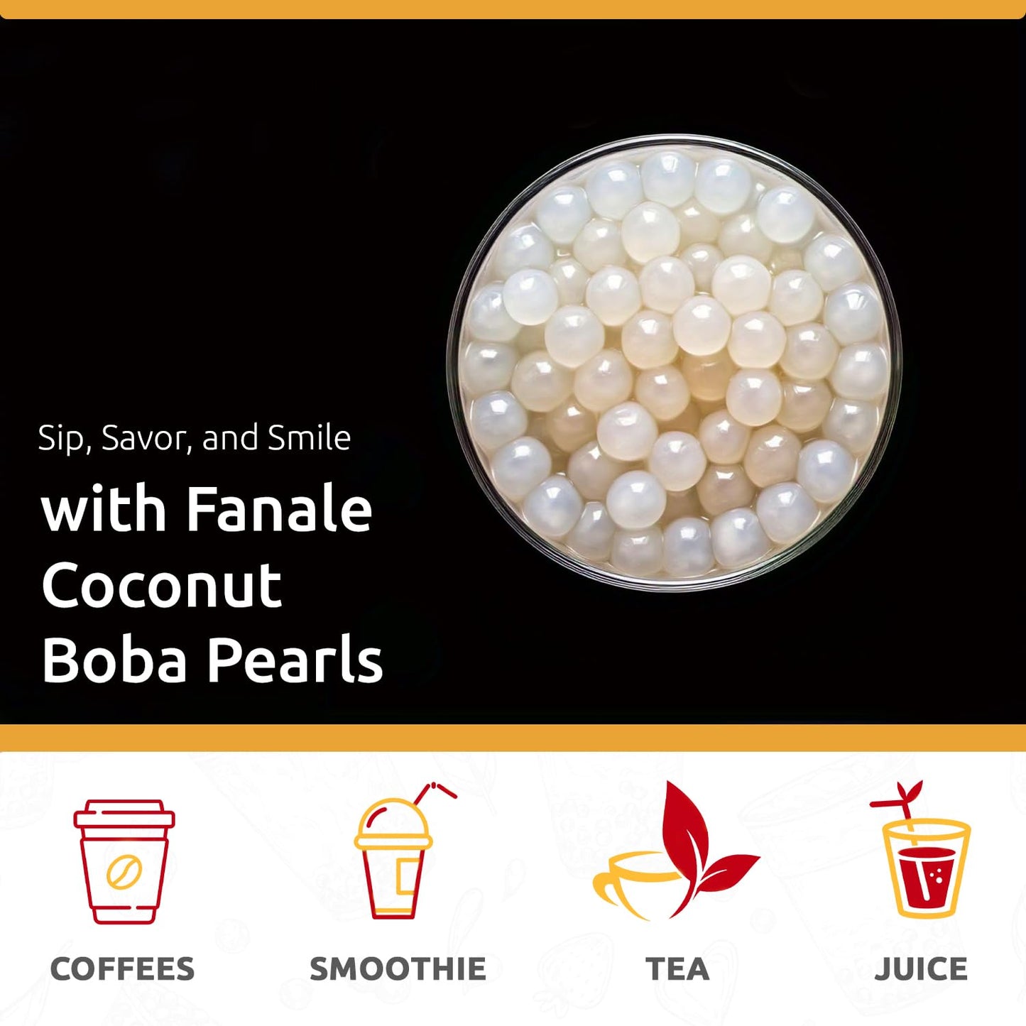 Fanale Popping Boba Pearls for Bubble Tea - 7 lb | Coconut Flavor | Bursting Boba Pearls Bubble | Fruit Juice Flavor for Shakes, Dessert, Smoothie