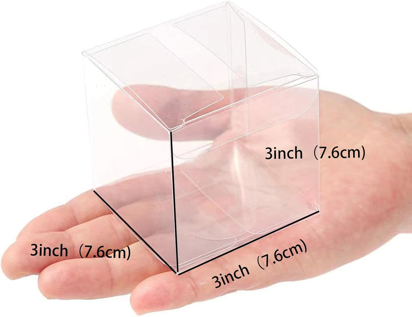 100 Pack 3x3x3 Inch Clear Plastic Bakery Boxes for Hot Chocolate Bombs, Small Pastries & Cookies