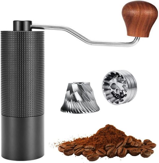 Manual Coffee Grinder, 7 Axis Stainless Steel Conical Burr coffee grinder, Coffee grinders for home use, Coffee hand grinder Aluminum Alloy Body, Coffee bean grinder Adjustable coarseness