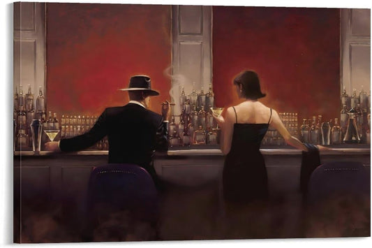 Of Men And Women Drinking In A Bar Cigar Canvas Printing Posters Bathroom Decor for Home Toilet Restroom 12x18inch(30x45cm)