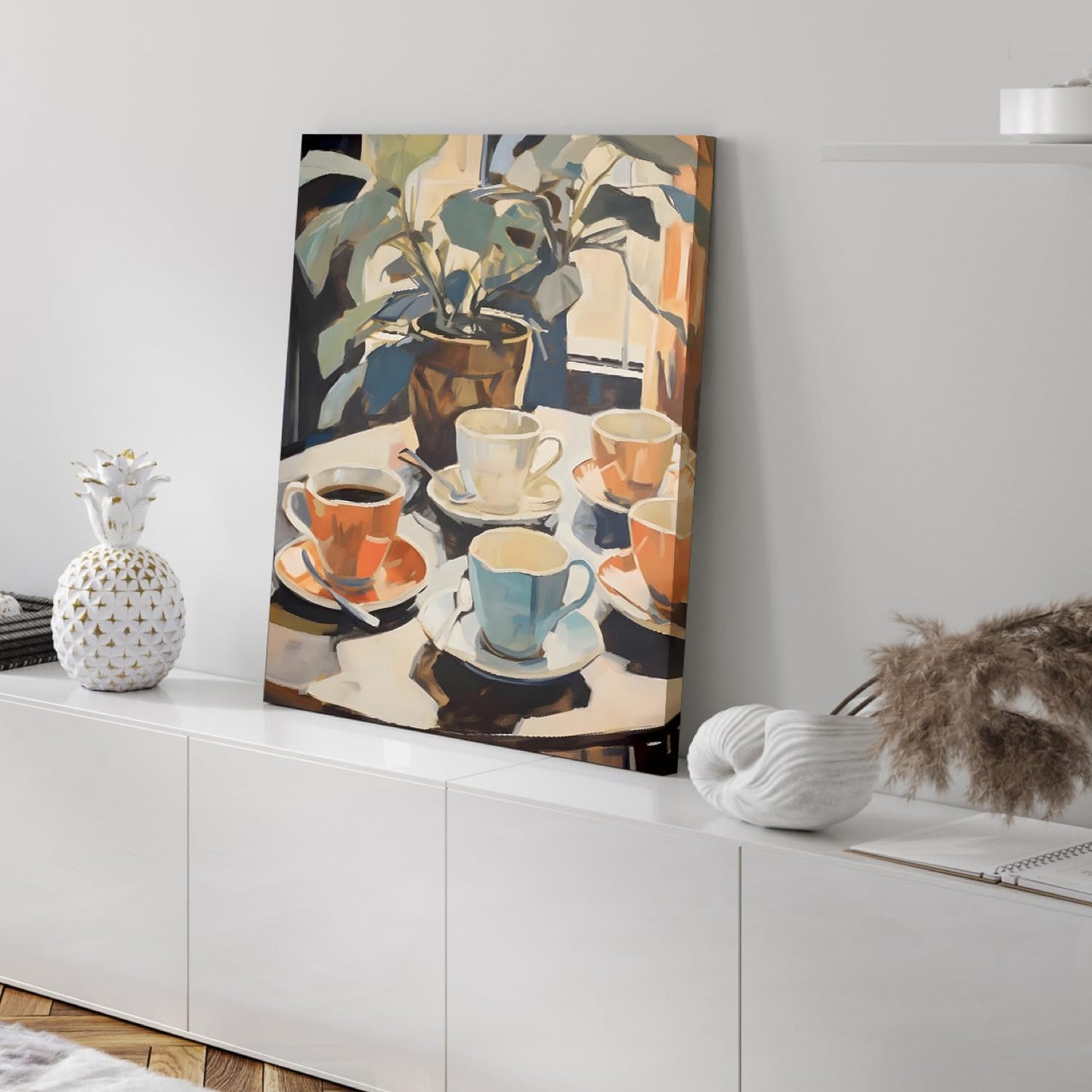 GELDSTEI Framed Coffee Wall Art, Vintage Cafe Aesthetic Picture, Cafe Bar Wrapped Canvas Artwork, Retro Coffee Poster Print, Modern Rustic Wall Decor for Kitchen Dining Room Ready to Hang 12"x16"