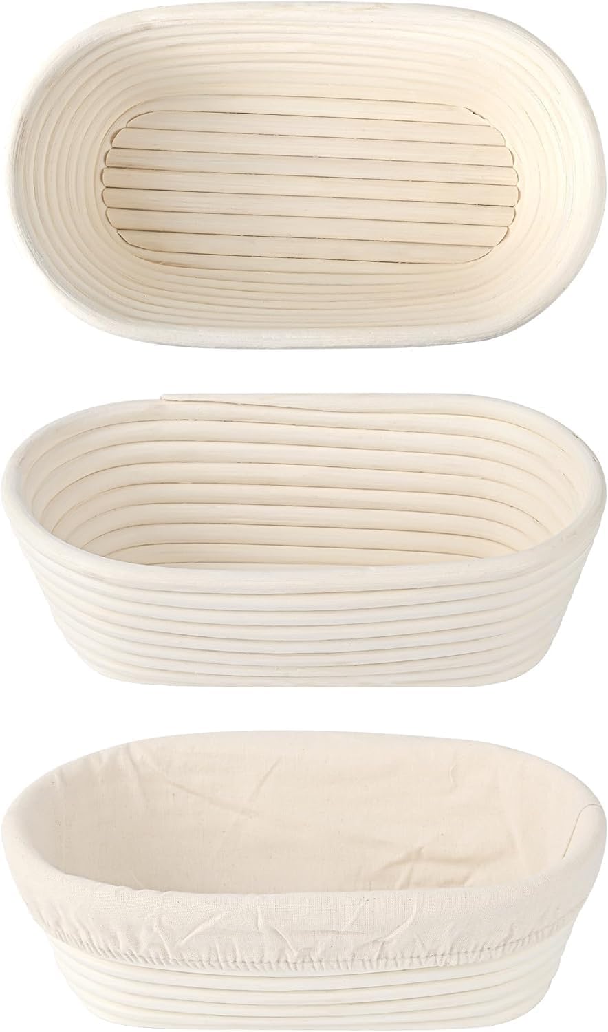 "Saint Germain Bakery Premium Round Bread Banneton Basket with Liner - Perfect Brotform Proofing Basket for Making Beautiful Bread (10"" Oval (2x count))"