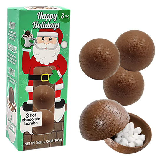 Fruidles Christmas Hot Chocolate Bombs, Drop, Dissolve, Drink Chocolaty Hallow Filled with Mini Marshmallows Birthday, Cocoa Bombs (Single (3 Count))