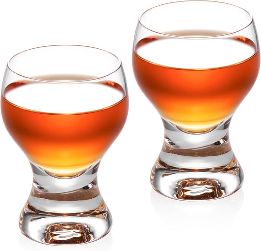 KAMMAK Shot Glasses Set of 2, 60ml/2oz Clear Espresso Shot Glass with Heavy Base for Bar Restaurants Home, Small Whiskey Shot Glass for Vodka, Whiskey, Tequila, Spirits & Liquors
