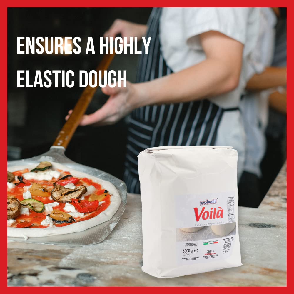 Voila, Table and Dusting Flour, Soft Wheat, Pizza, Baking, Pasta, Italy, Spolvero, All Natural, Non GMO, Not Bleached(5 kg) 11 lbs Polselli