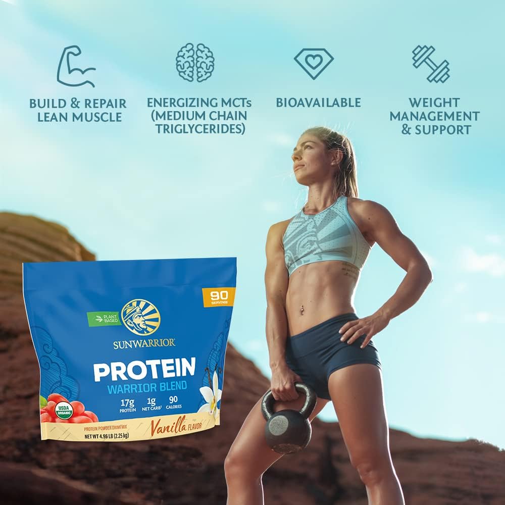 Organic Plant Based Protein Powder | Vegan Organic Protein Powder Vanilla Flavored with BCAA Amino Acids & Hemp Seed Pea Blend | Non-GMO Soy Dairy Filler & Gluten Free (Vanilla, 90 Servings)