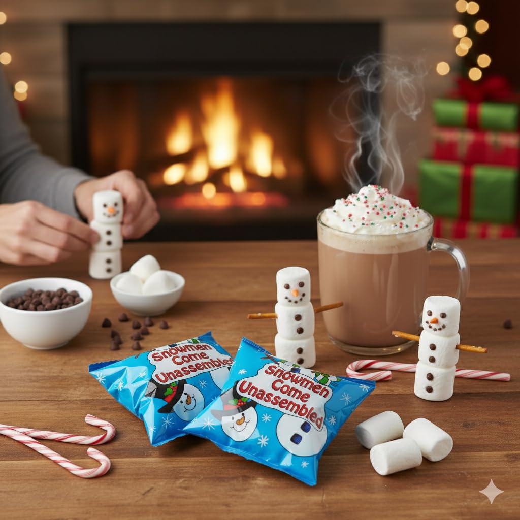 Fun Express Mini Marshmallows for Hot Chocolate - 54 Individual Packets Vanilla Marshmallow Candy | Hot Cocoa Bar Supplies & Toppings for Christmas Holiday Festivities & Stocking Stuffers