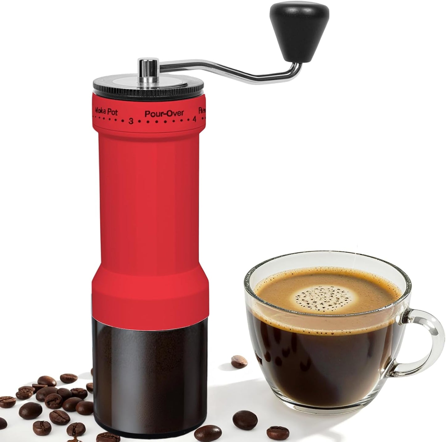 Mini Manual Coffee Grinder – 40 Adjustable Settings, Portable Hand Crank Mill with 30g Capacity, Conical Burr for Espresso, Pour Over, French Press | Perfect for Travel, Camping & Office