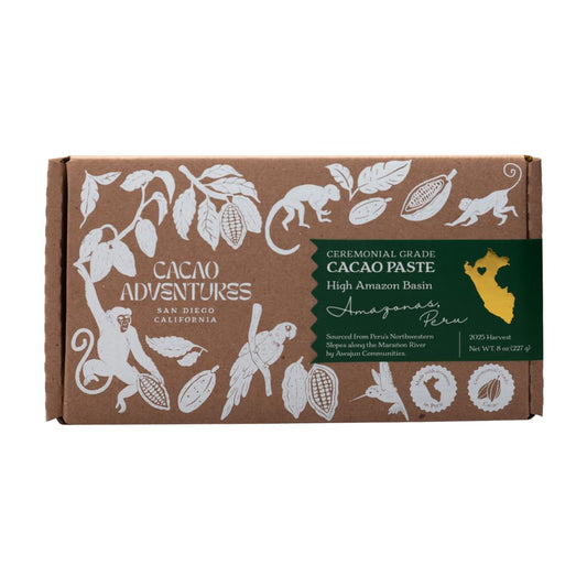Cacao Adventures Ceremonial Cacao Block | 100% Pure Cacao from Peru, Untempered, Unsweetened, Vegan, 8 oz | Ethically sourced and sustainably grown |Melts Easily for Drinking, Rituals & Recipes