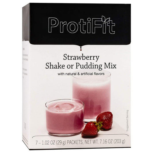 PROTIFIT - High Protein Pudding/Shake Mix, 15g Protein, Low Calorie, Low Fat, Low Carb, Aspartame Free, Idea Protein Compatible, Meal Replacement, 7 Servings Per Box (Strawberry)