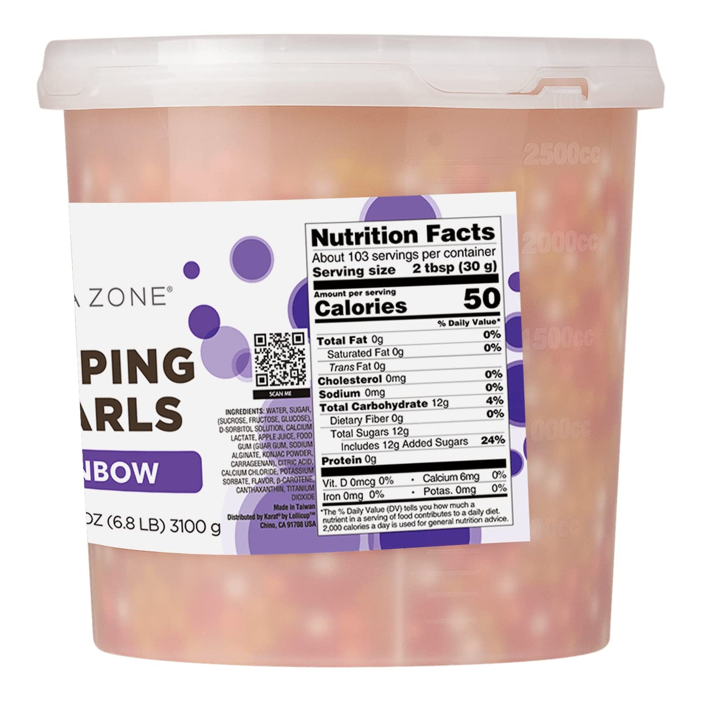 Tea Zone [7 Pounds] Rainbow Popping Pearls for Boba Tea Beverages, Sweets, Ice Cream Topping | B2070