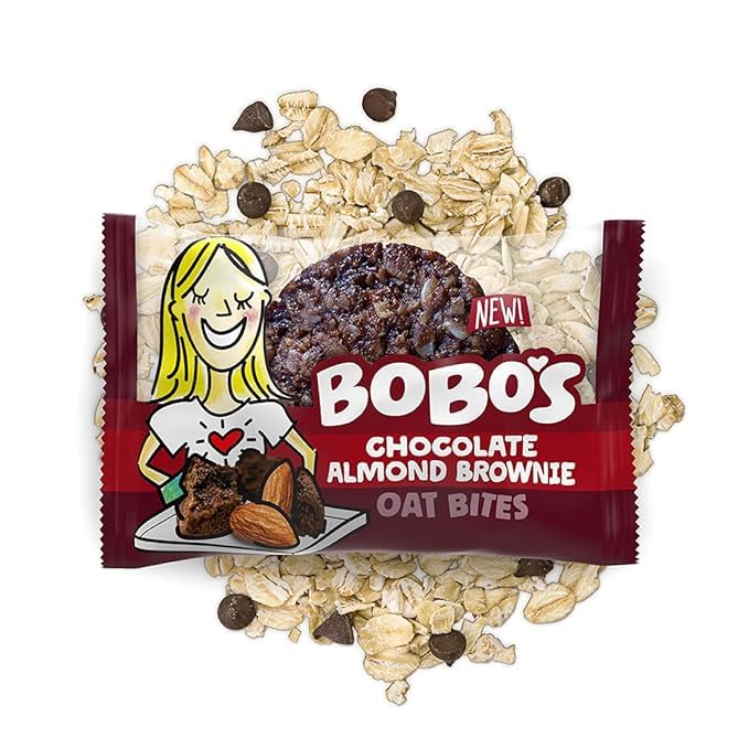 Bobo's Oat Bites (Almond Brownie, 30 Pack Box of 1.3 oz Bites) Gluten Free Whole Grain Rolled Oat Snack- Great Tasting Vegan On-The-Go Snack, Made in the USA