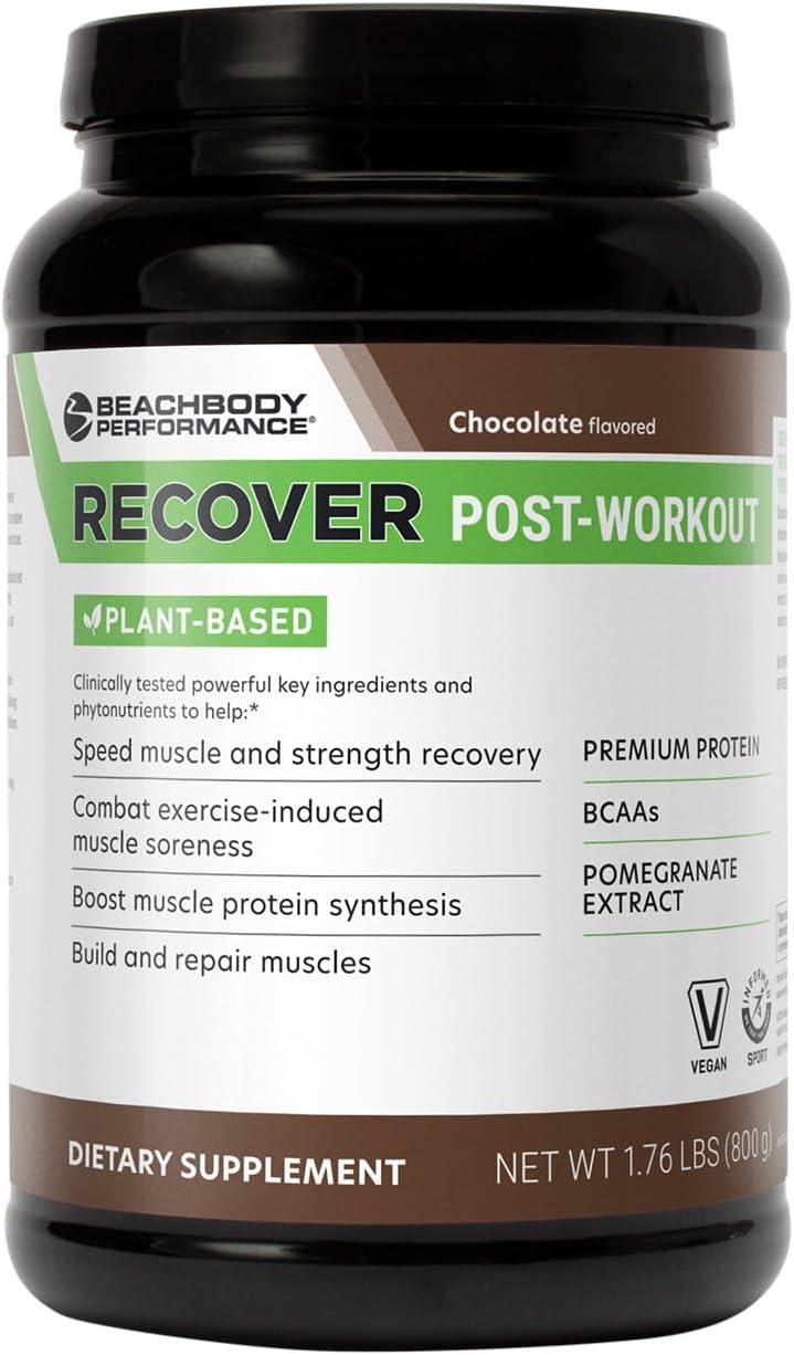 BODi Recover Plant-Based Protein Powder Blend– Post-Workout Chocolate Plant-Based Supplement for Muscle Recovery with 20g Protein, BCAAs, Pomegranate Extract - Fast Recovery - 20 Serving Tub