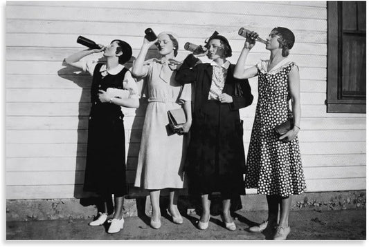 Women Drinking Beer Bar Decor Speakeasy Wall Art Vintage Prohibition Era Canvas Printing Art Painting Poster, for Home Bar Brewery Tavern Pub Wall Decoration 16x24inch(40x60cm)