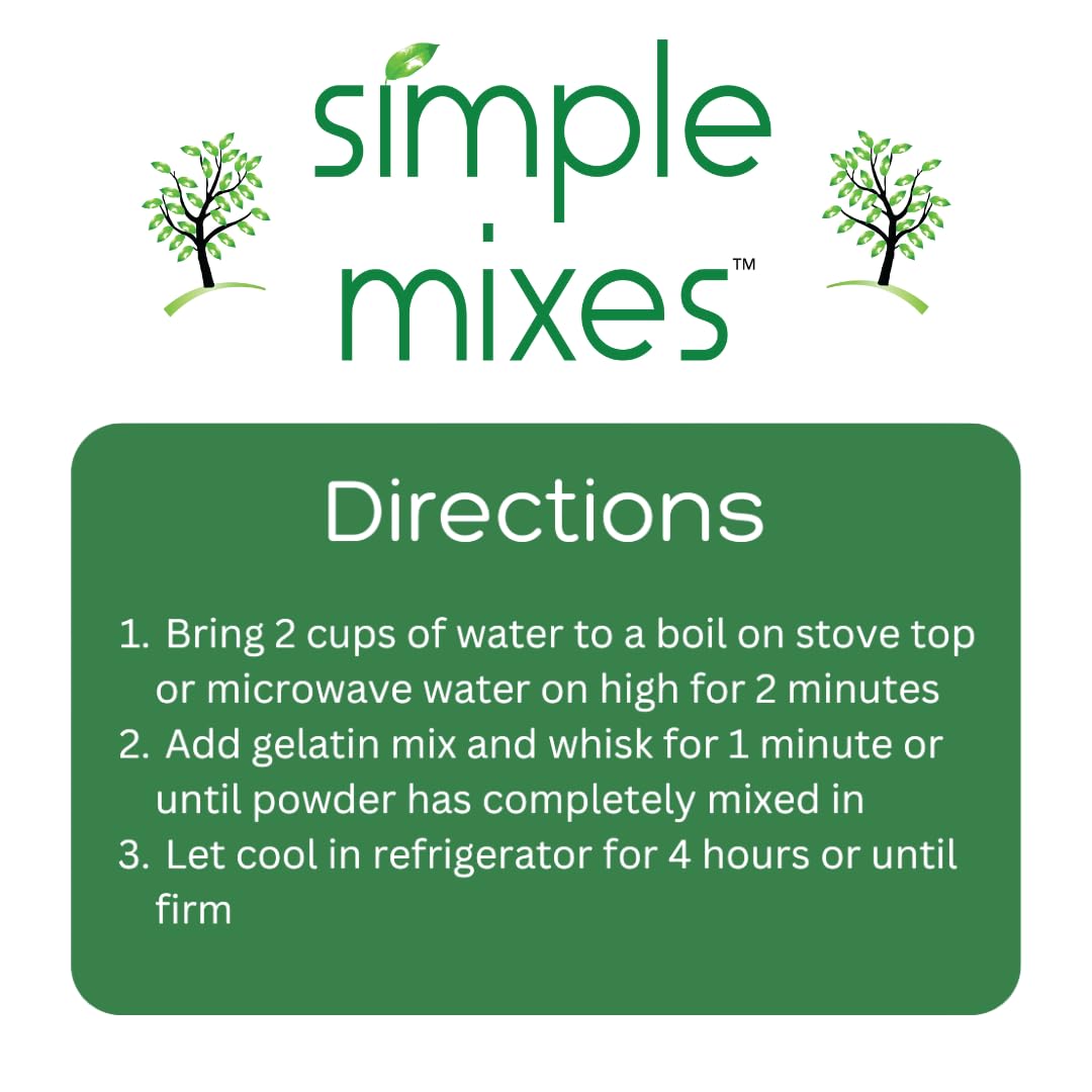 Simple Mixes Natural Gelatin Dessert, Raspberry, Healthy Snack, Dye-Free, No Gluten or Fat, Kosher, 3 Pack