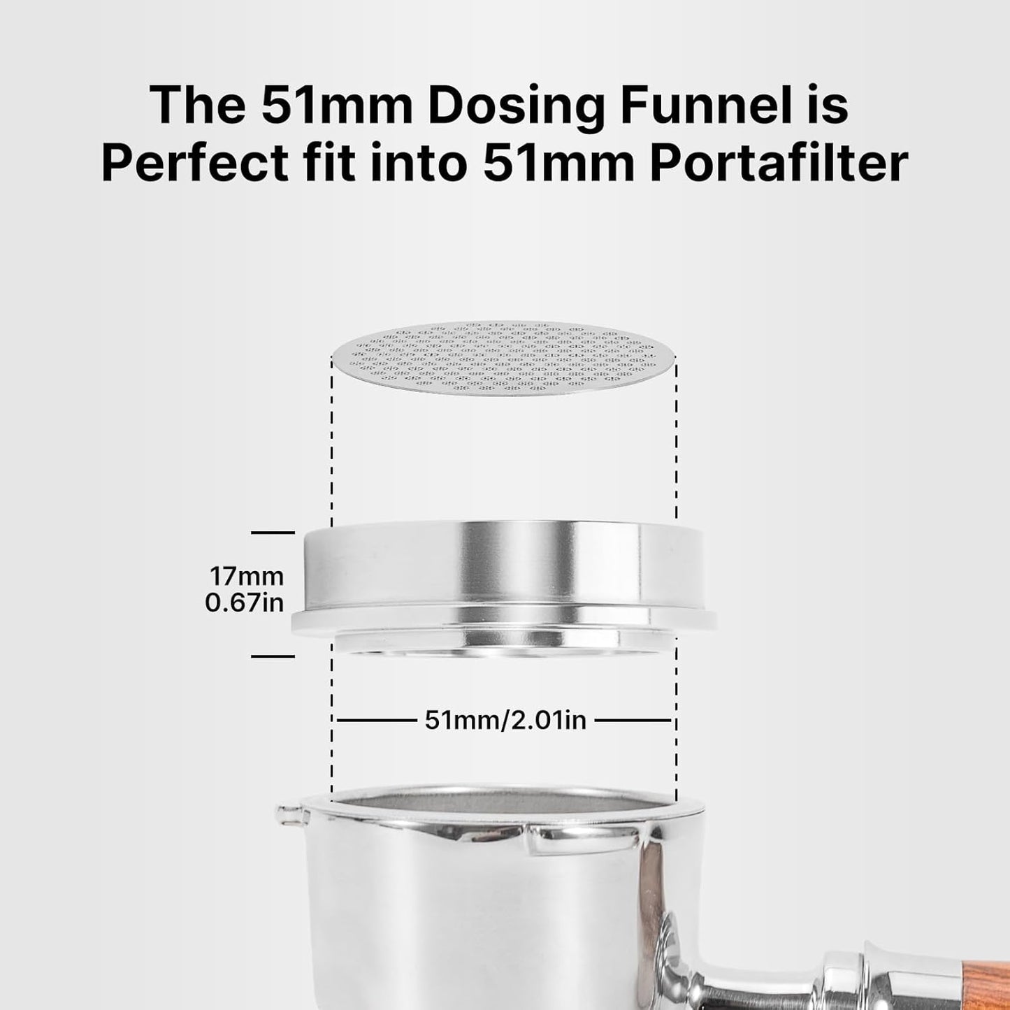 51mm Espresso Dosing Funnel and Puck Screen Kit, 304 Stainless Steel Portafilter Funnel with Espresso Puck Screen Set, Espresso Machine Accessories Compatible with 51mm Portafilter