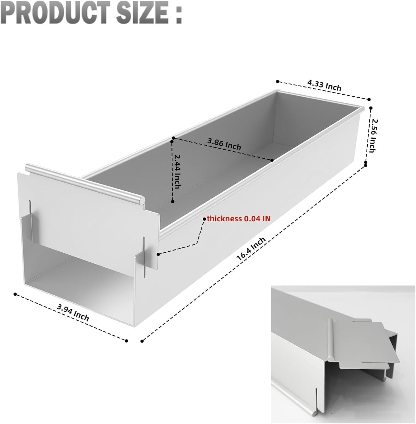Aluminum Alloy Long Rectangle Tiramisu Cake Pan, Nonstick Baking Mold with Removable Frame for Cheesecake, Mousse, Brownies