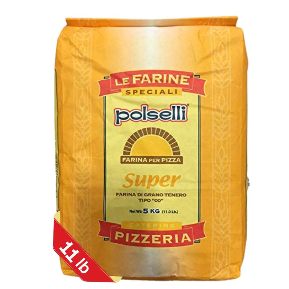 Super, Tipo 00, Double Zero, Type OO, Roman Style Pizza Flour for In Teglia, al Tagio, Pinsa, Pala, W 300+ Formulated for a long 72+ hour fermintation and rise, (5 kg) 11 lbs, Polselli