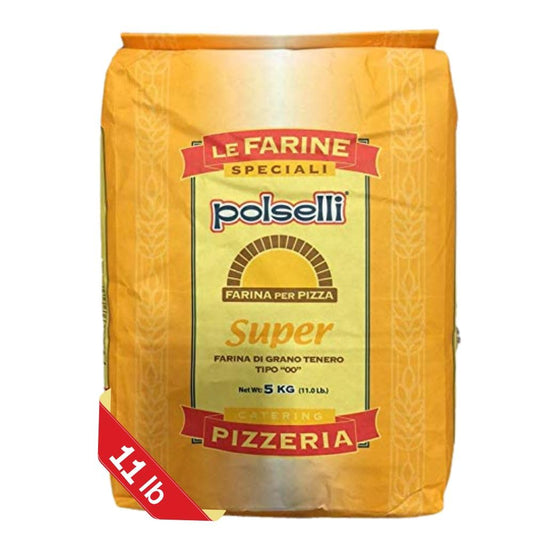 Super, Tipo 00, Double Zero, Type OO, Roman Style Pizza Flour for In Teglia, al Tagio, Pinsa, Pala, W 300+ Formulated for a long 72+ hour fermintation and rise, (5 kg) 11 lbs, Polselli