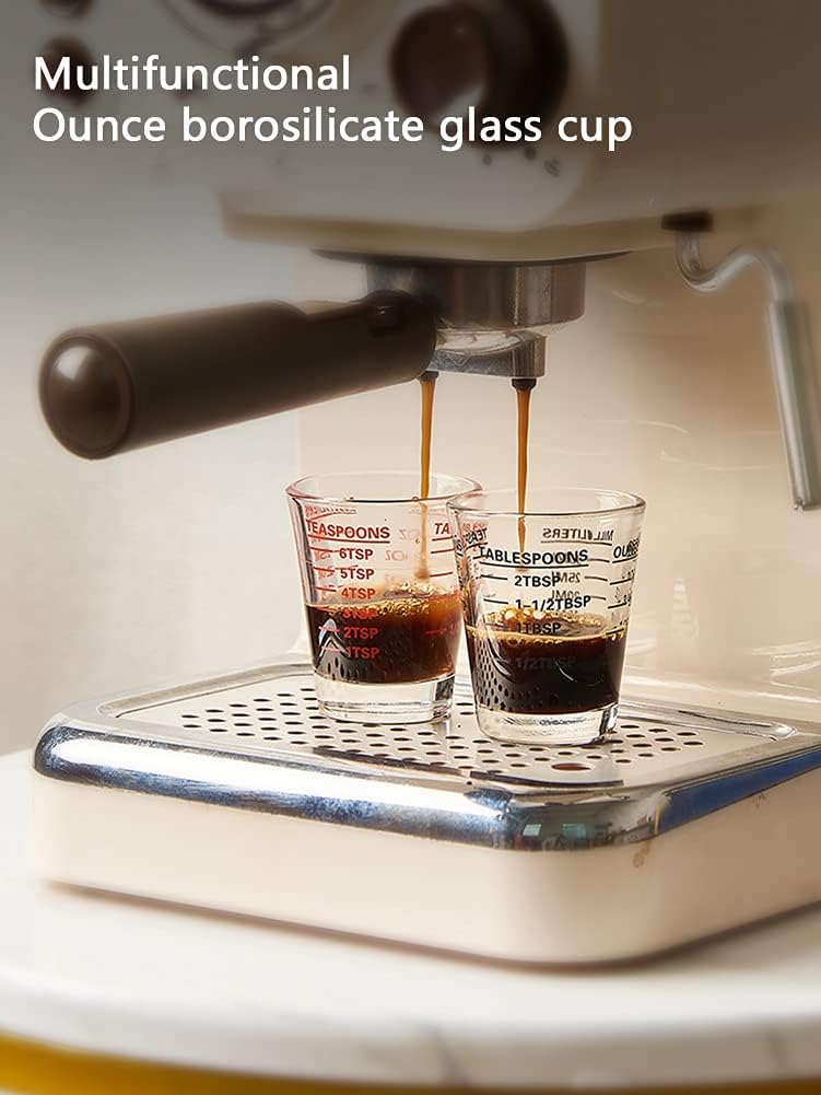 Shot Glasses Measuring cup Espresso Shot Glass Liquid Heavy Wine Glass 2 Pack 26-Incremental Measurement 1oz, 6 Tsp, 2 Tbs, 30ml by TIYOORTA (2 pack red)