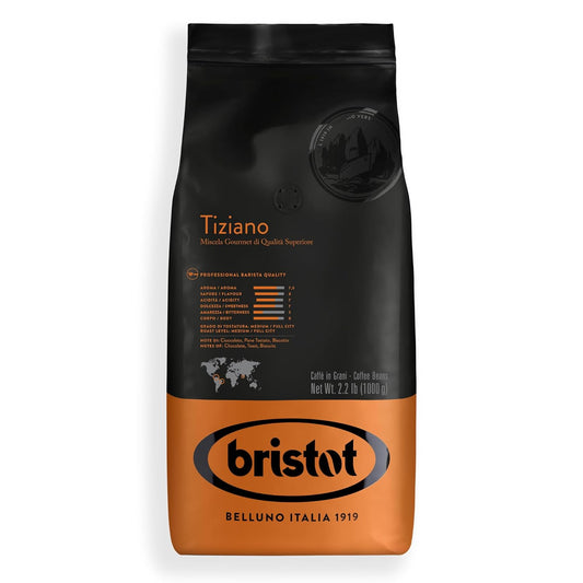 Bristot Tiziano Coffee Beans – Medium Roast Premium Italian Whole Espresso Beans – 2.2 lb (1kg) Bag