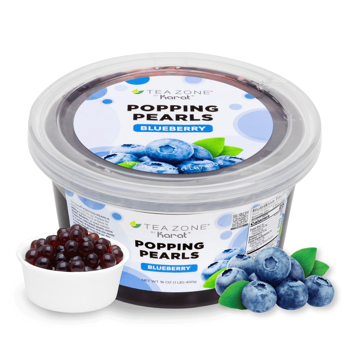 Tea Zone [1 Pound] Blueberry Popping Pearls, Bursting Pearls for Teas, Shakes, Smoothies, Dessert Toppings