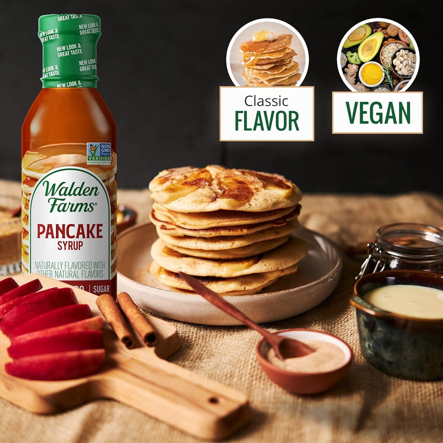 Walden Farms Pancake Syrup – Perfect for Pancakes, Waffles, Desserts – Zero Calorie, Sugar-Free, Low Carb, Keto-Friendly, Gluten-Free, Vegan – 12 oz Bottle