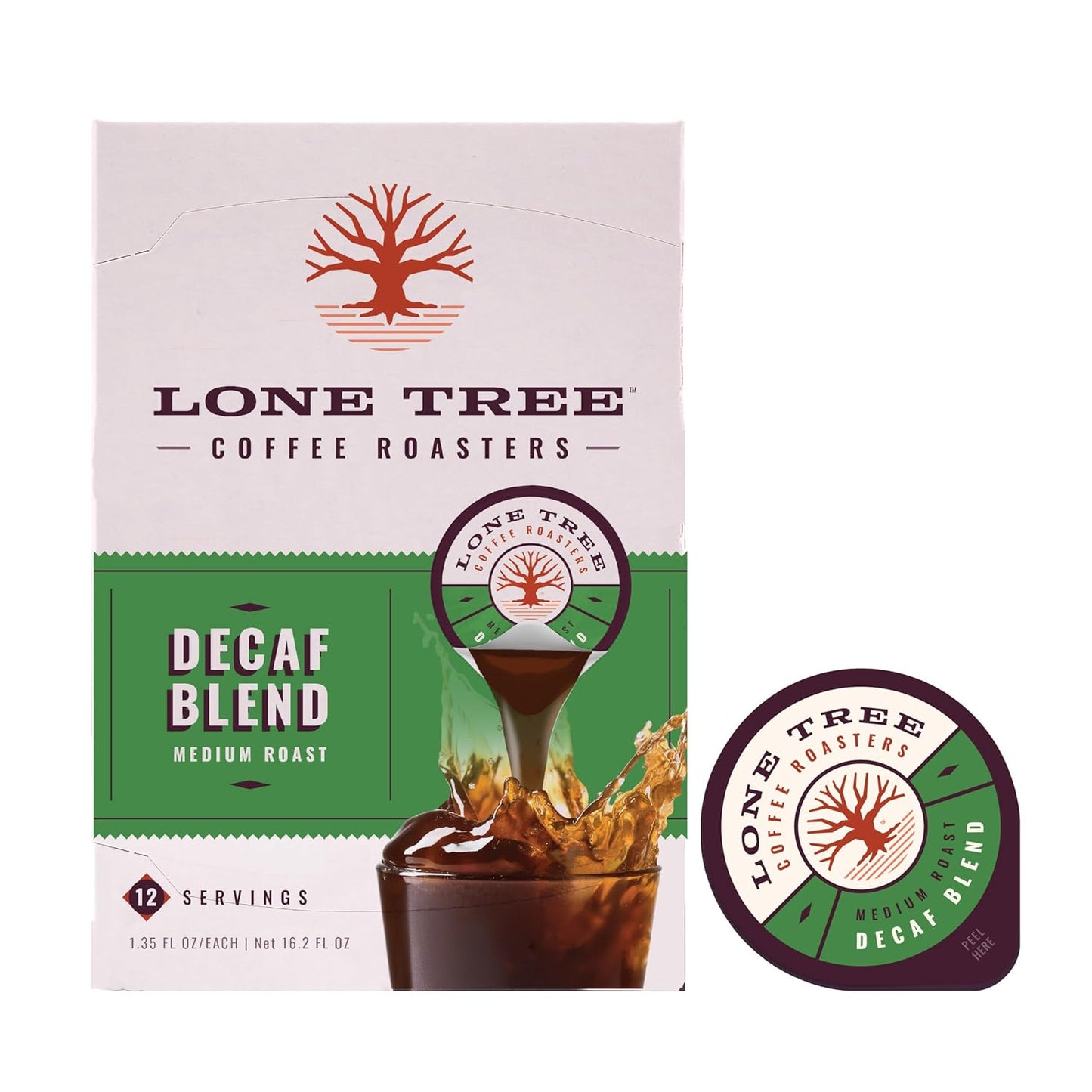 Lone Tree Single-Serve Coffee Pods – Premium 100% Arabica Liquid Concentrate – Smooth & Bold Decaf – 12 Pods – Ready Hot or Iced