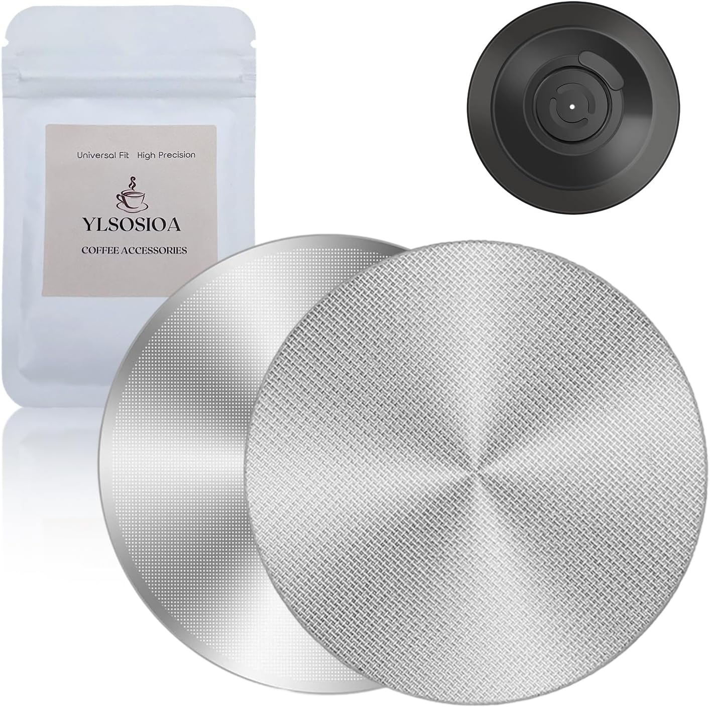 2 Pack 53.3mm Espresso Puck Screen Set for Breville 54mm Portafilter, 1.7mm Thick 150μm & 0.2mm Ultra-Thin 316 Stainless Steel Filter with Cleaning Blind Disk