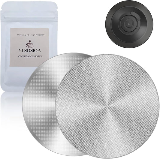 2 Pack 53.3mm Espresso Puck Screen Set for Breville 54mm Portafilter, 1.7mm Thick 150μm & 0.2mm Ultra-Thin 316 Stainless Steel Filter with Cleaning Blind Disk