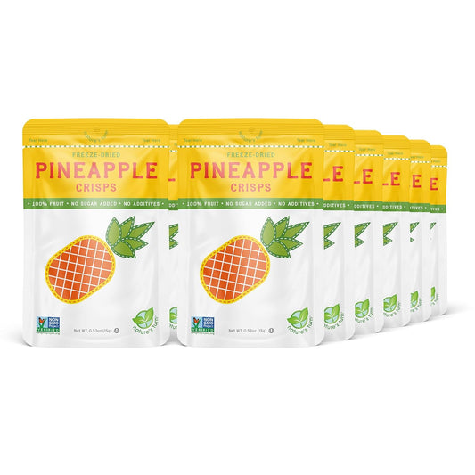 Nature’s Turn Freeze-Dried Pineapple Crisps – Healthy, Gluten-Free, Crispy & Delicious, Plant-Based Snack, Ideal for Cereal, Smoothies, School Lunches, & On-the-Go, Bags of 12 (0.53 oz Each)