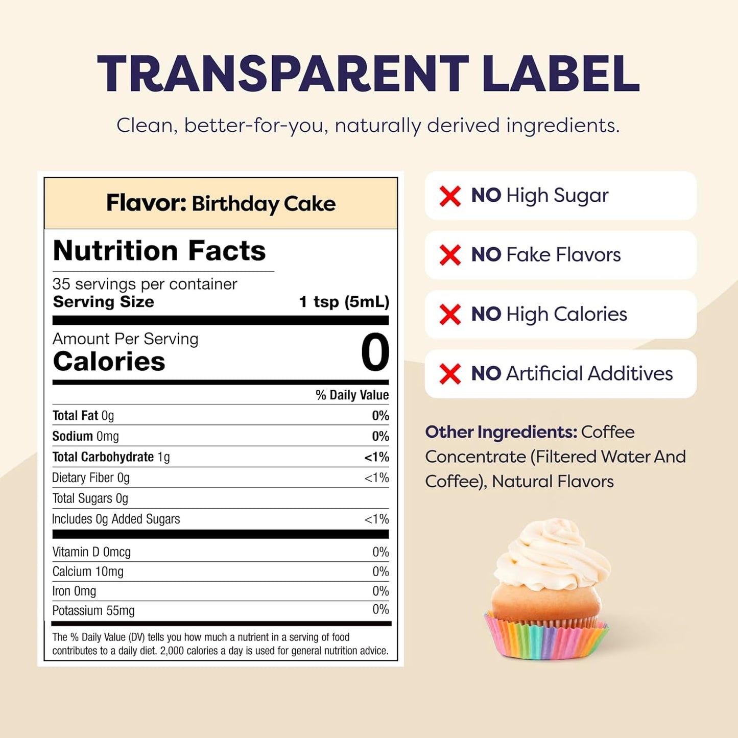 Coffee Concentrate - Limited Release Flavors - Cold Brew Coffee, Perfect for Hot or Iced Instant Coffees, Hot Drinks, Cold Brew Concentrate, 35 Servings - Birthday Cake