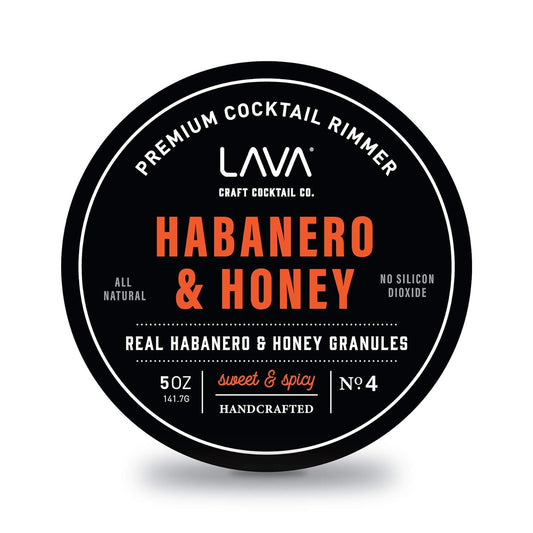 LAVA Premium Habanero & Honey Cocktail Rimmer, All Natural Rimmer Seasoning, Sweet & Spicy, No Silicon Dioxide, with Easy Screw-On Lid - 5oz