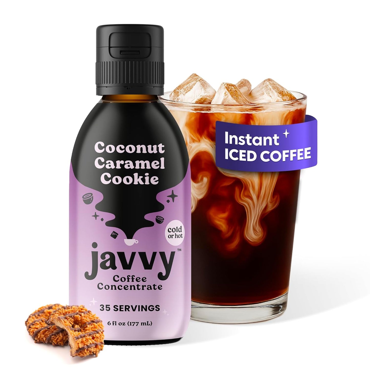 Coffee Concentrate - Limited Release Flavors - Cold Brew Coffee, Perfect for Hot or Iced Instant Coffees, Hot Drinks, Cold Brew Concentrate, 35 Servings - Coconut Caramel Cookie