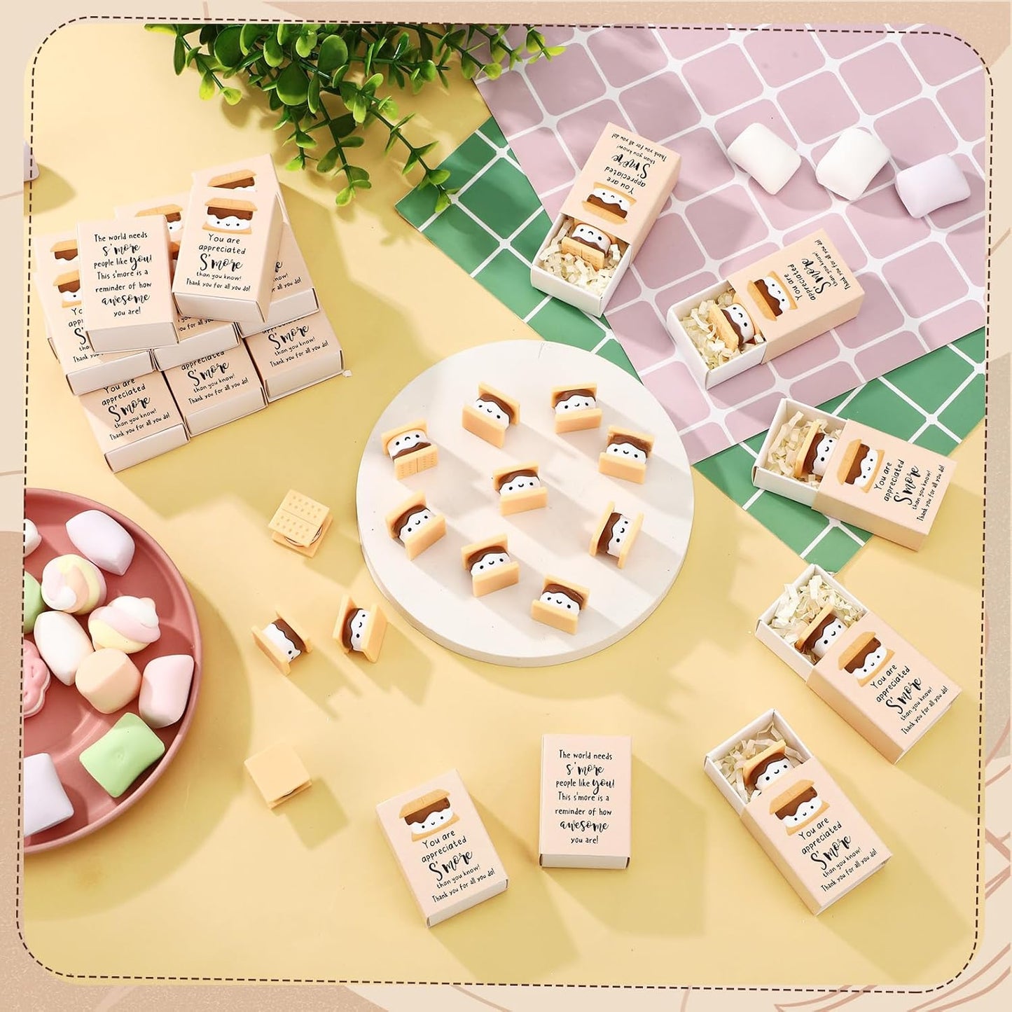 Wettarn 100 Sets S'more Appreciation Gifts Bulk Marshmallow with Box Party Favors Christmas Vet Tech Thank You Gift Rewards for Teacher Employee Nurse Coworkers Staff Team